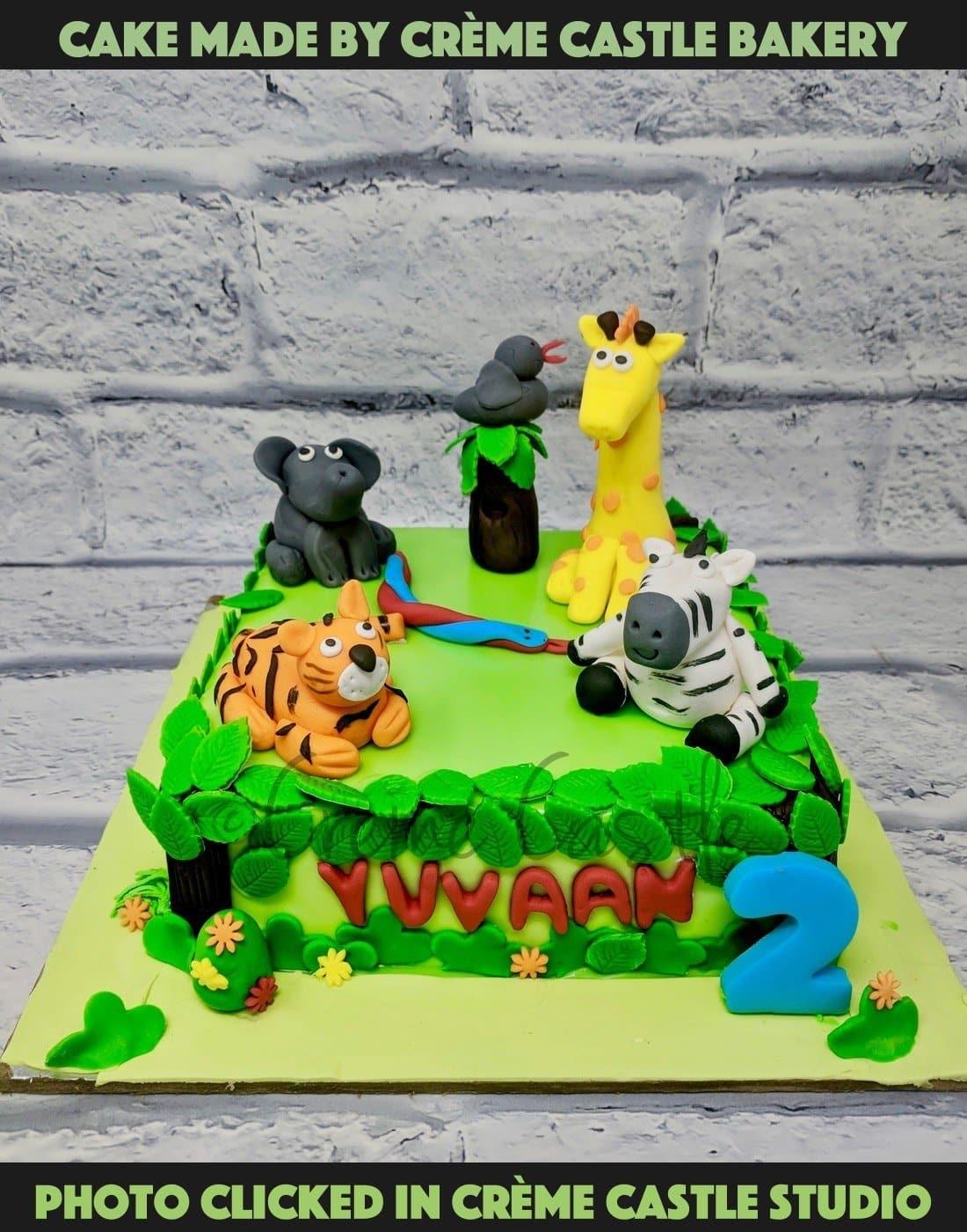 Jungle Kids Theme Cake - Creme Castle