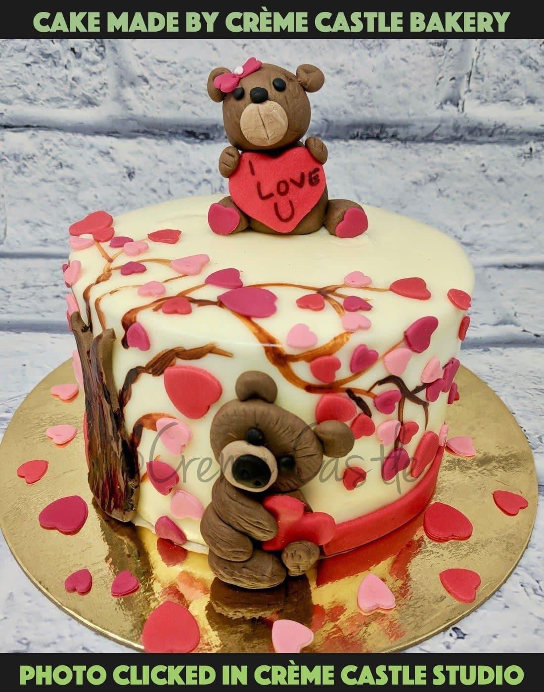 Heart And Bears Cake - Creme Castle