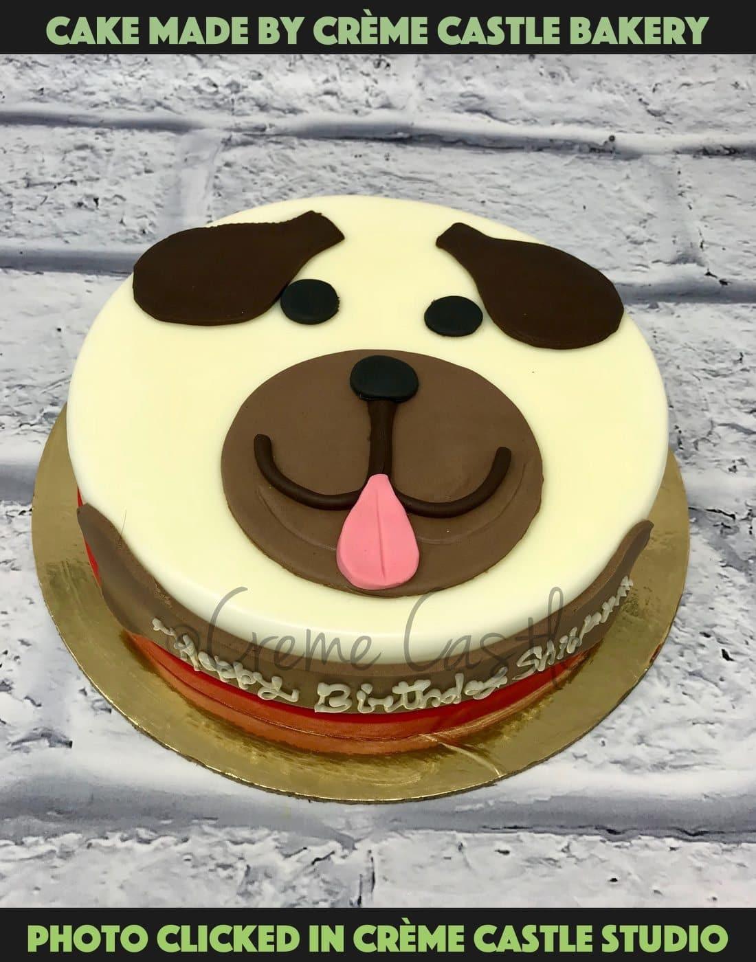 Chocolate puppy cake - Creme Castle