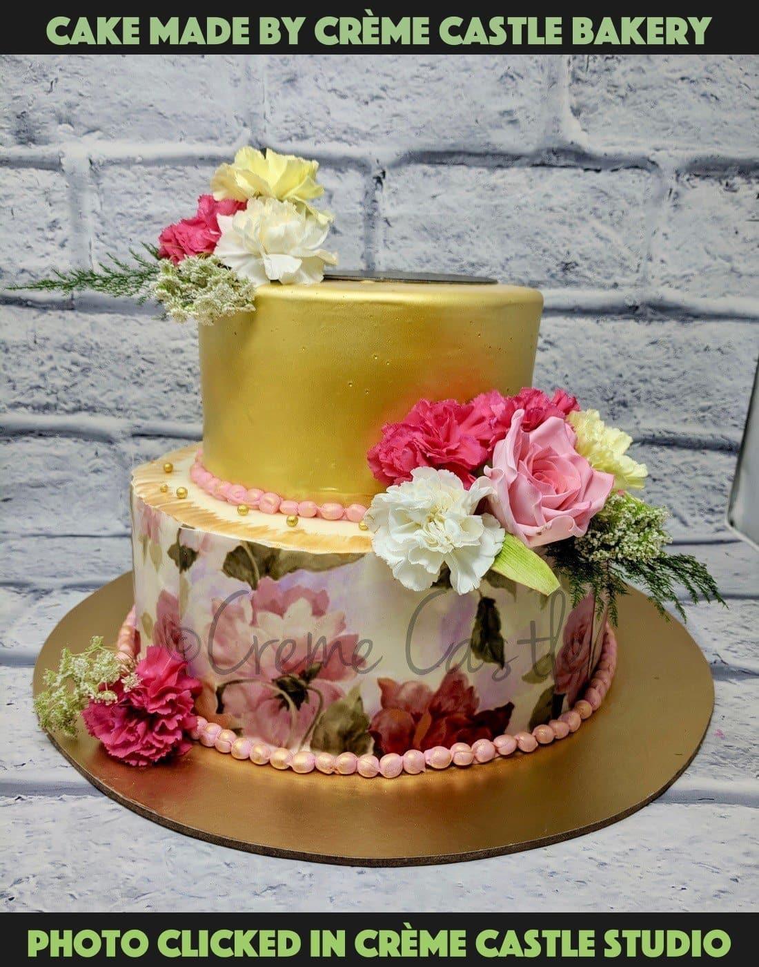 Vintage Floral Cake. Wedding Cake. Engagement Cake. Noida Gurgaon