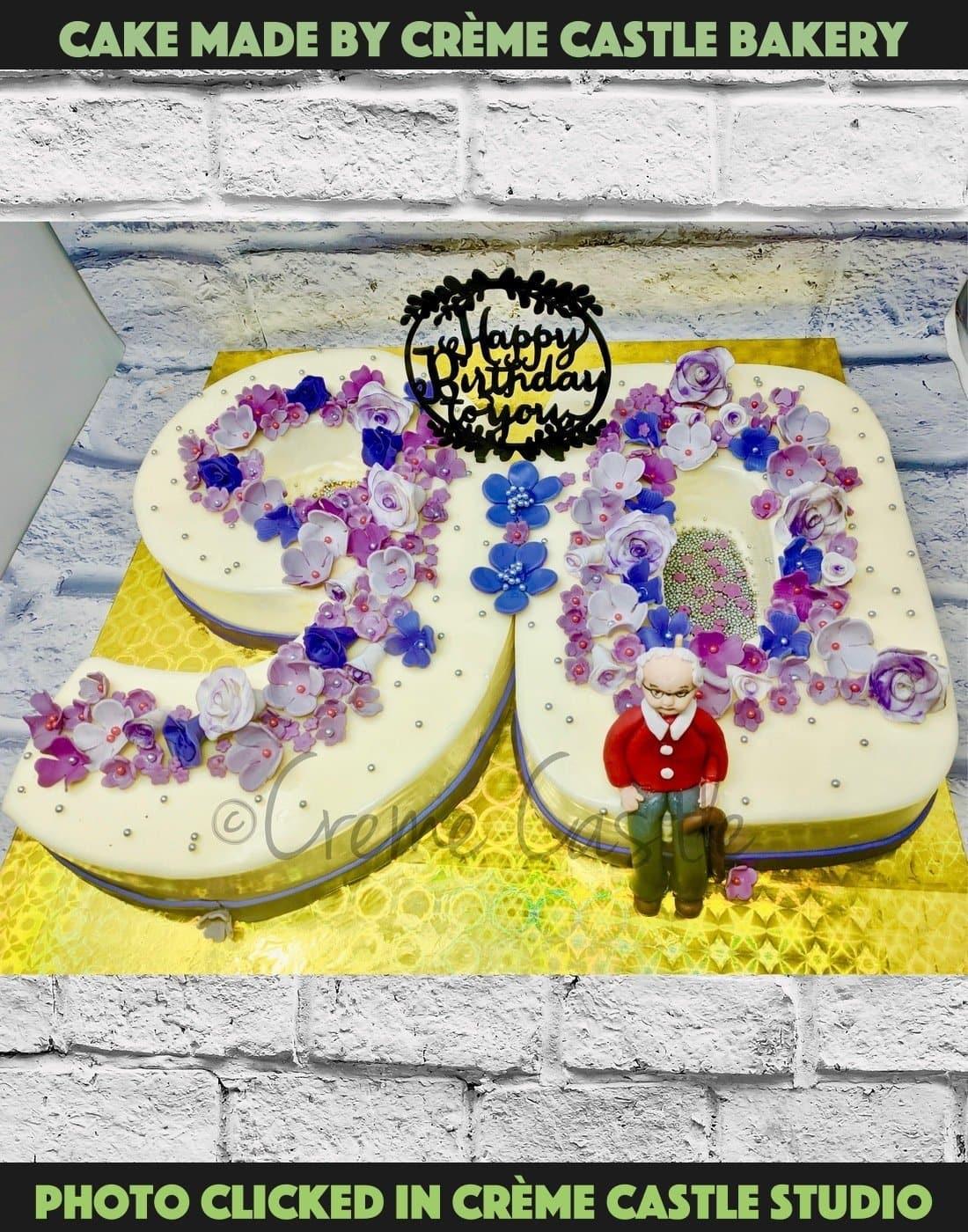 90 Shaped Cake - Creme Castle