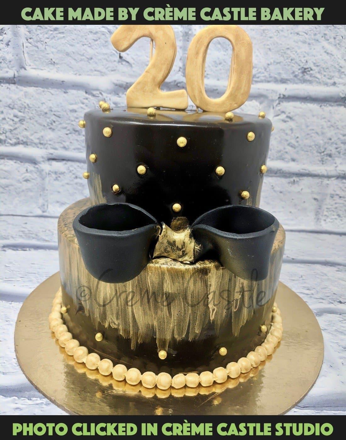 Black and Golden Cake - Creme Castle