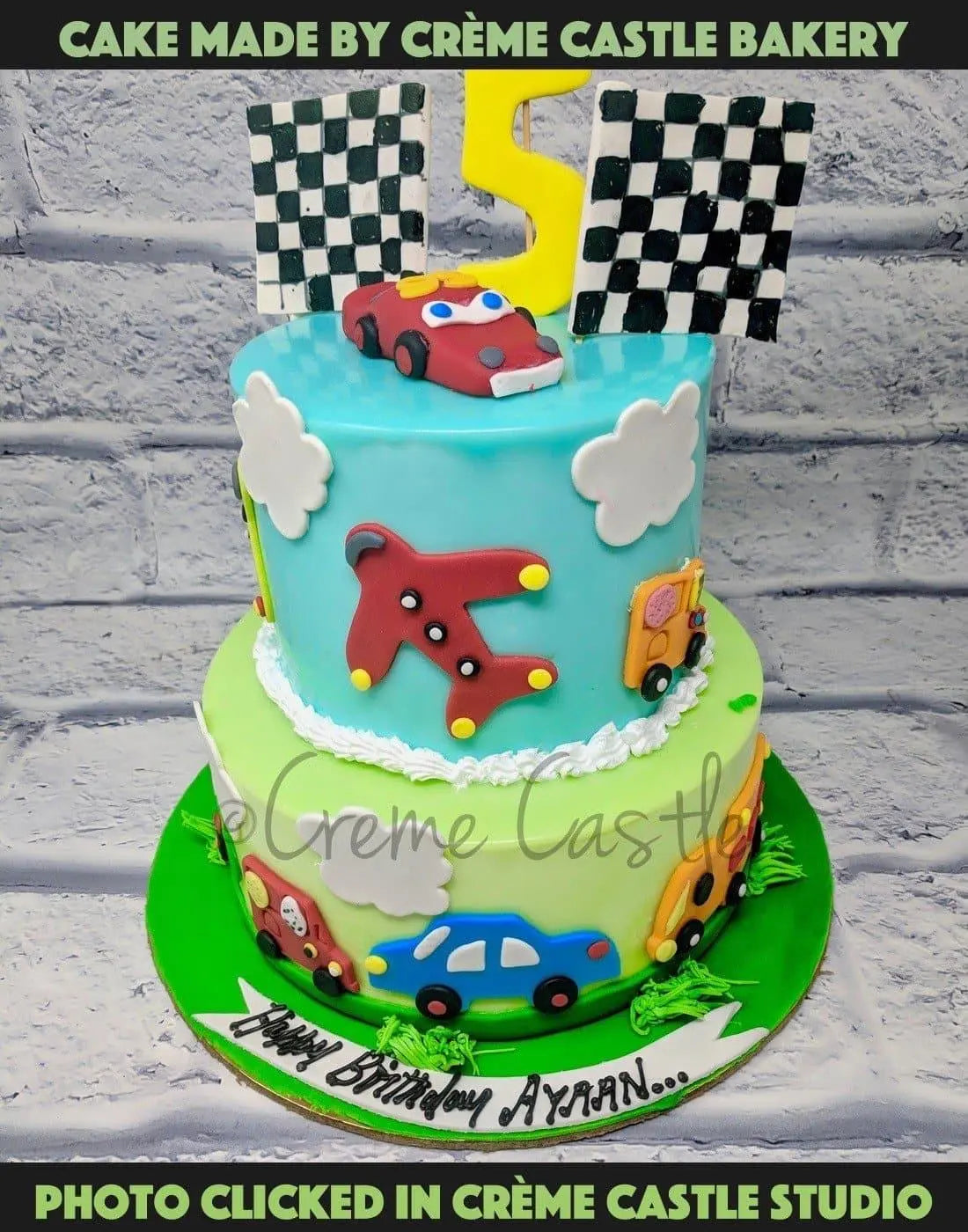 Cars, Planes and Clouds Cake - Creme Castle