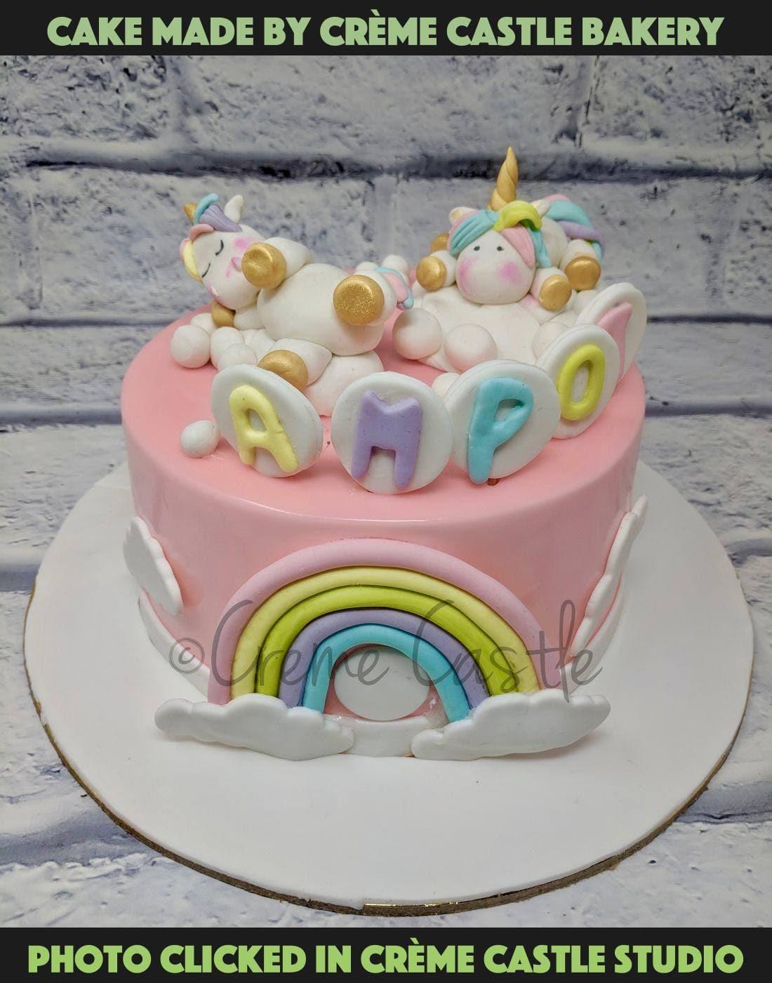 Unicorn and Rainbow Cake - Creme Castle
