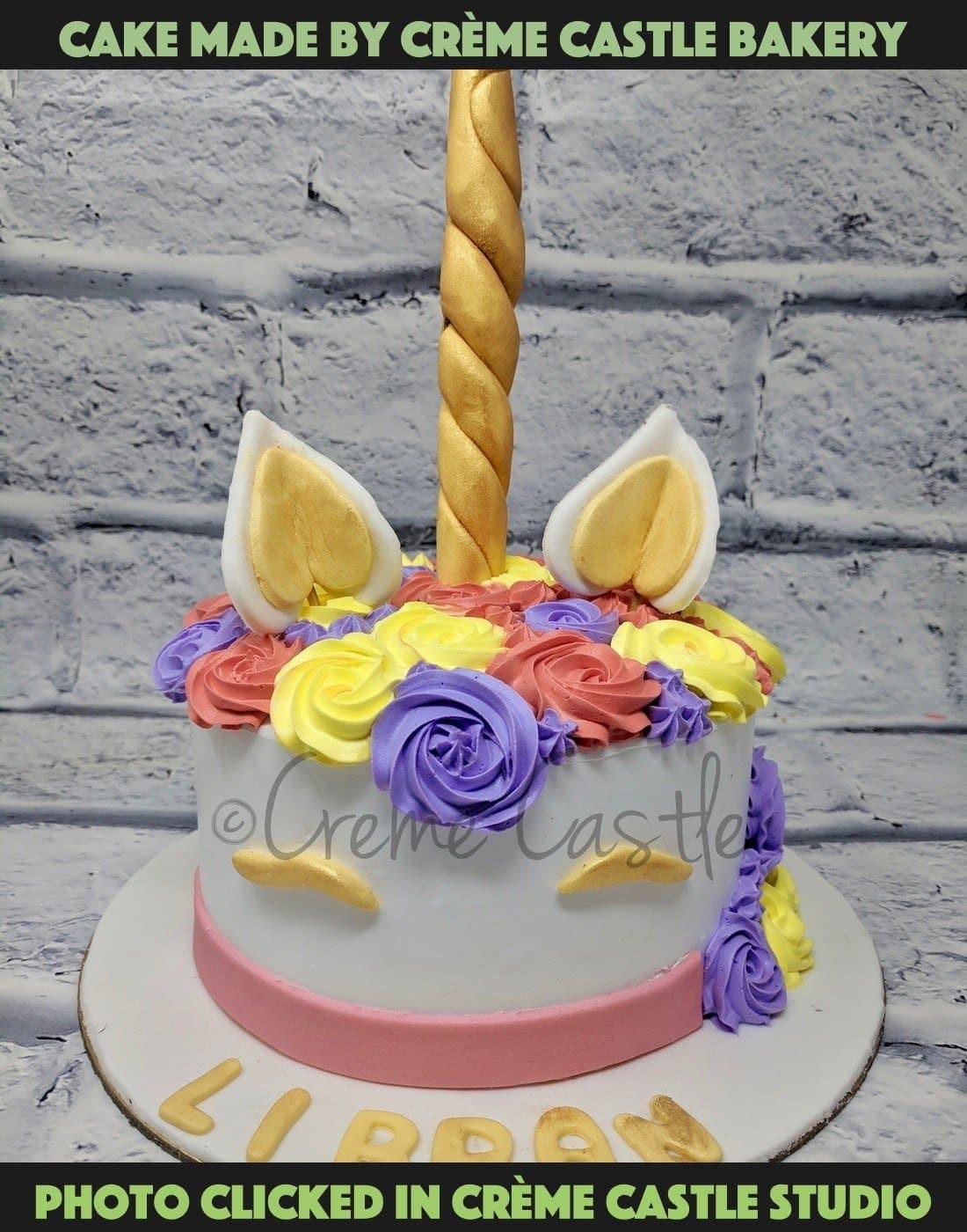 Unicorn and Rainbow Cake - Creme Castle