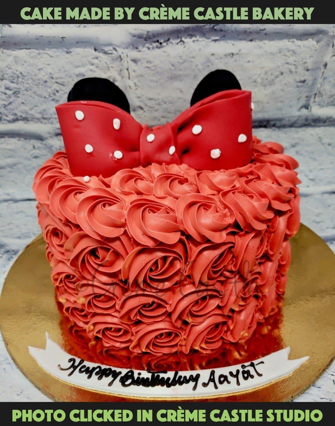 Rose and Bow Cake - Creme Castle