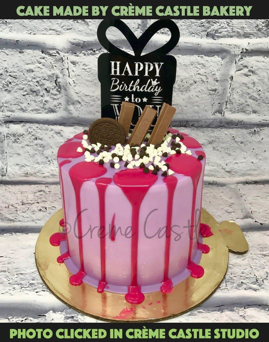 Purple And Pink Drip Cake - Creme Castle