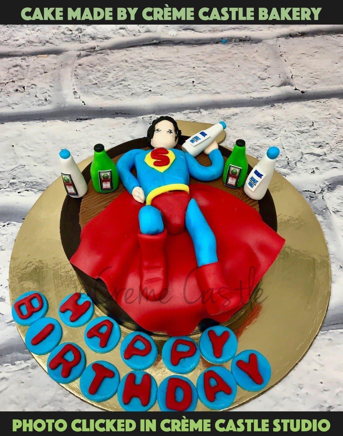 Drunk Superman Cake - Creme Castle