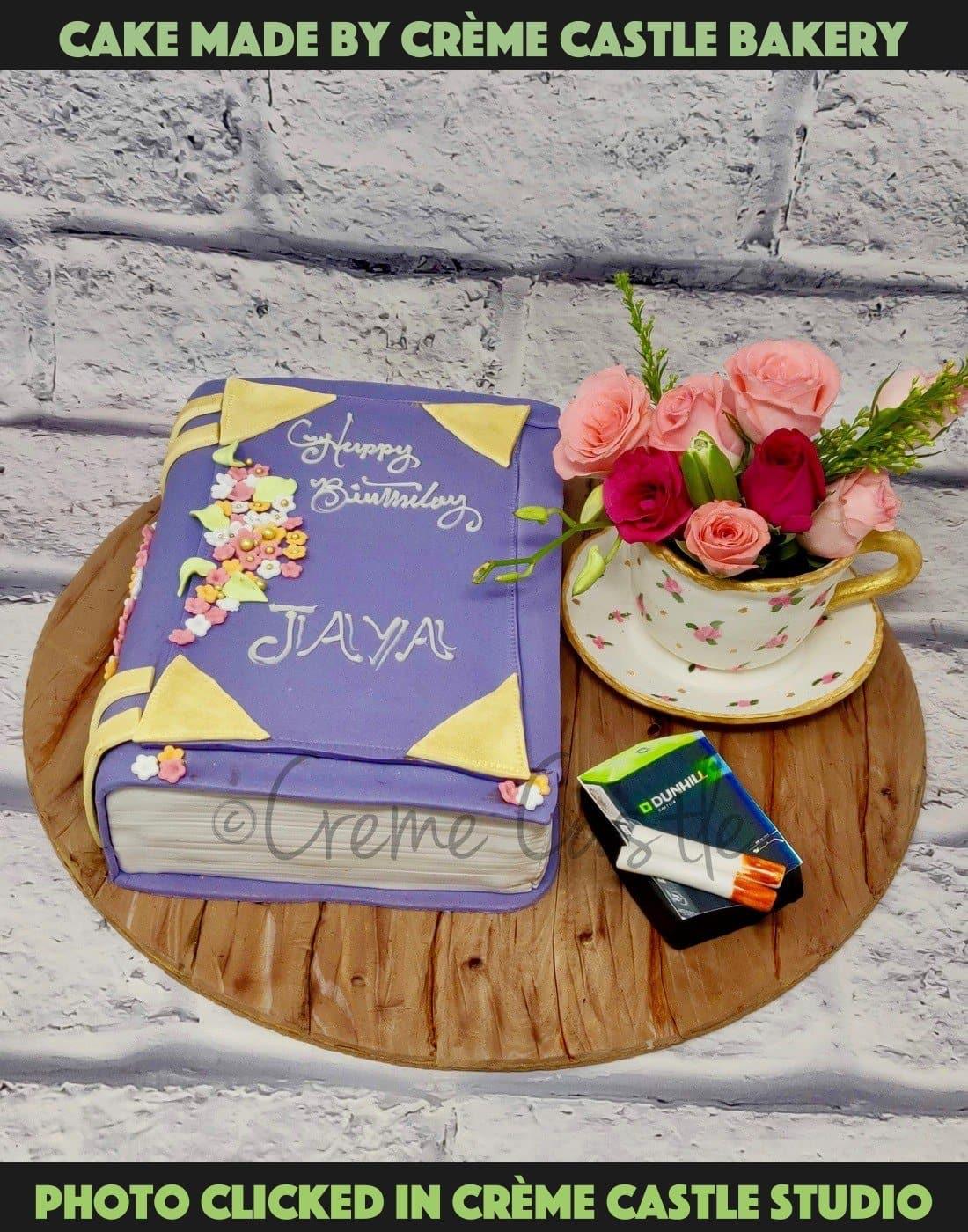 Book And Tea Lover Cake - Creme Castle