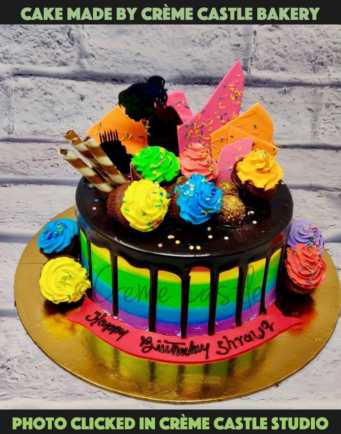 A cute rainbow striped drip cake for... - Mastello Creations | Facebook