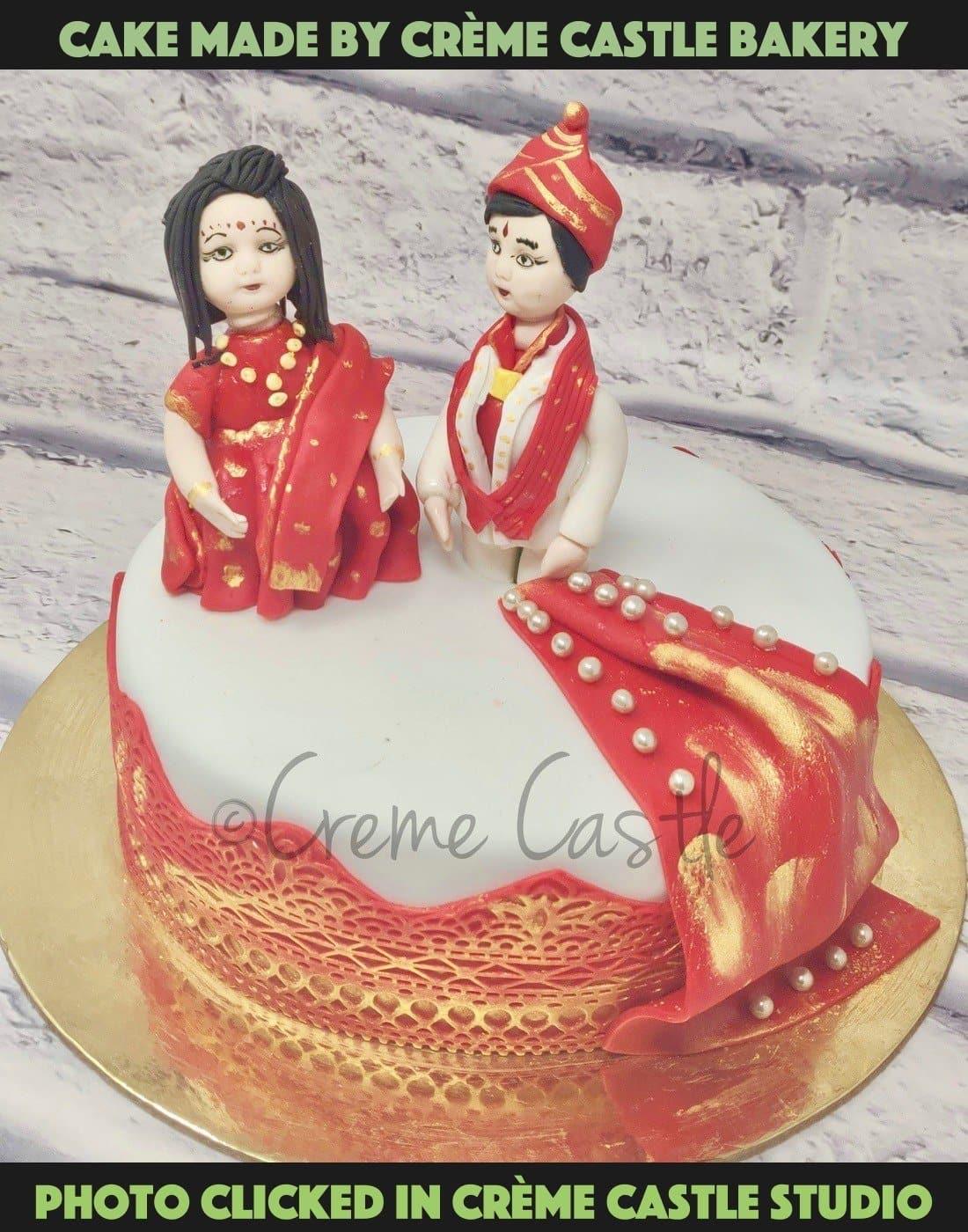 Wedding Couple Cake - Creme Castle