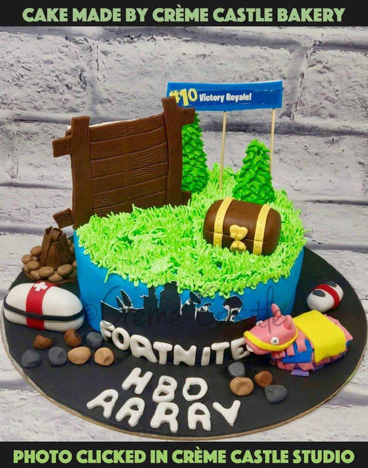 Fortnite Grass Cake. Mobile Game Theme Cake. Noida & Gurgaon