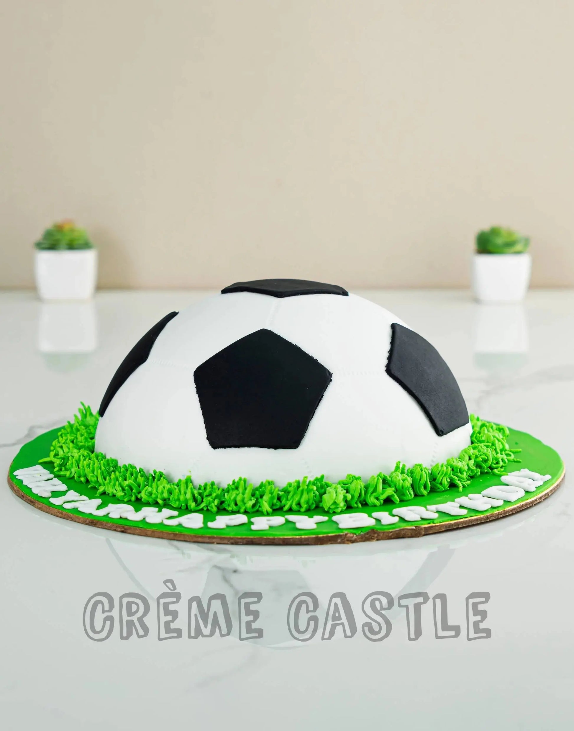 Half Football Design Cake | Creme Castle